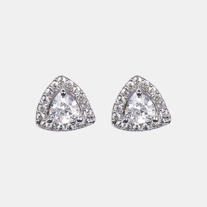 Elevate your style with our exquisite collection of triangle-shaped sterling silver earrings, designed to dazzle on every occasion.
