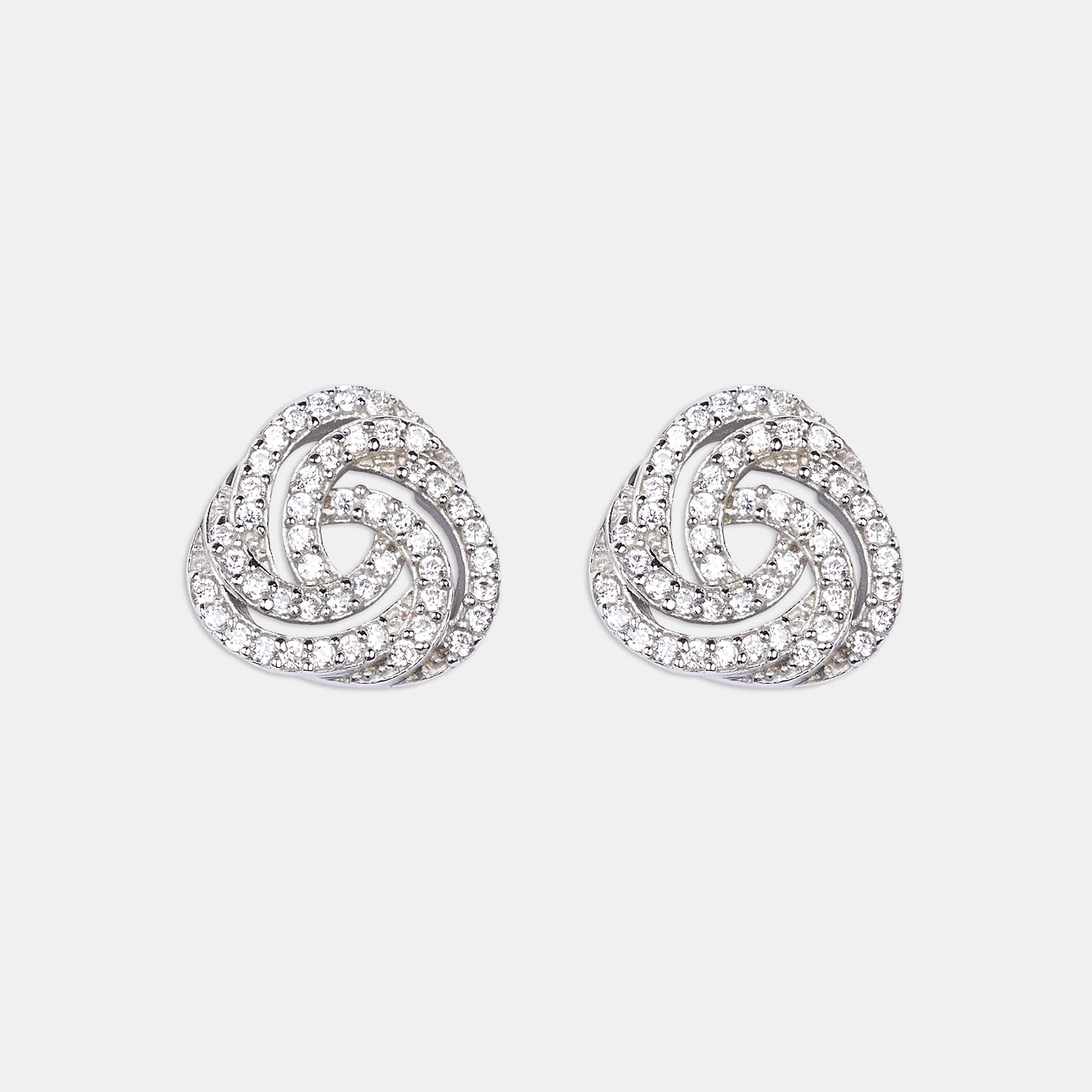 Elevate your style with these exquisite diamond stud earrings, beautifully set in sterling silver