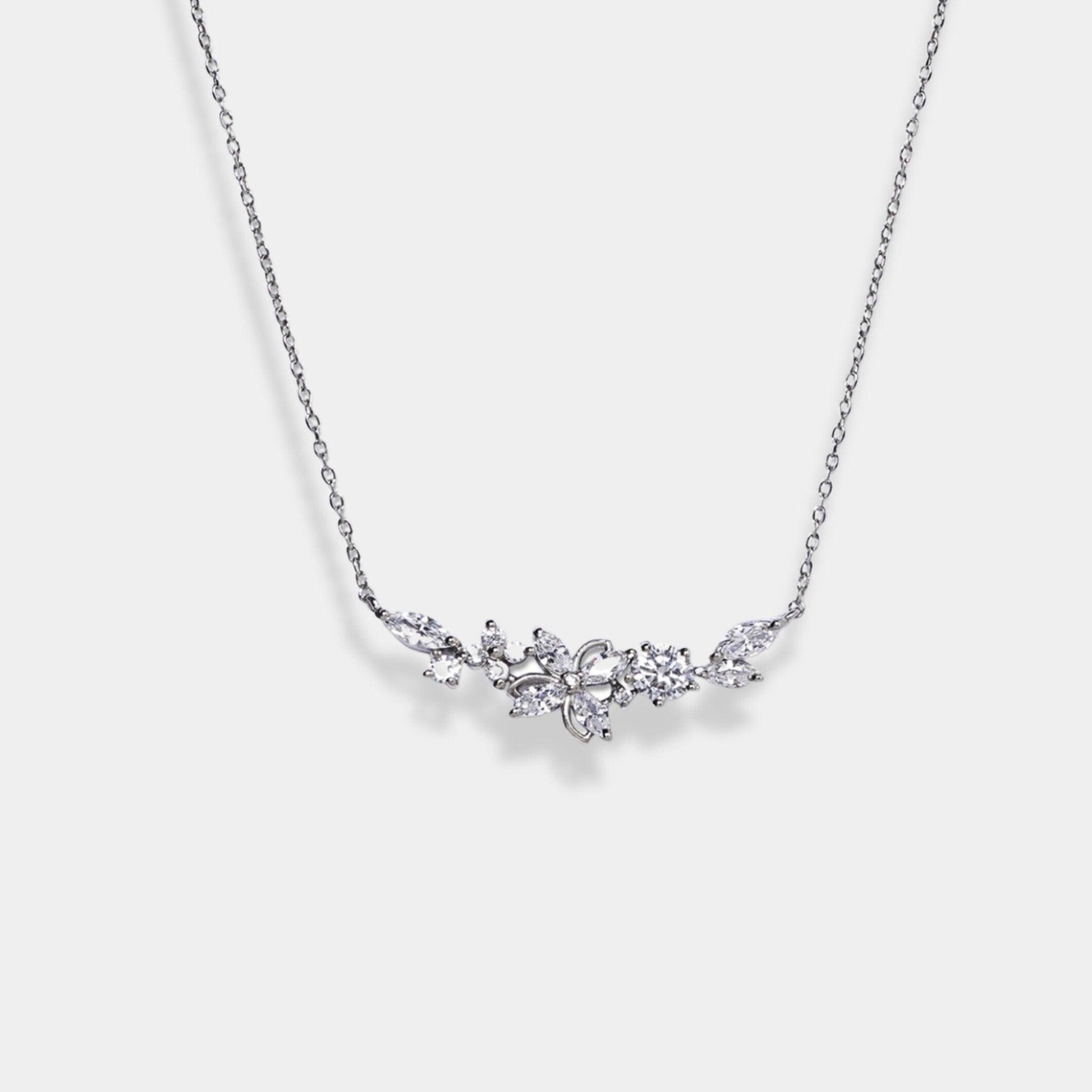 A stunning sterling silver necklace adorned with sparkling