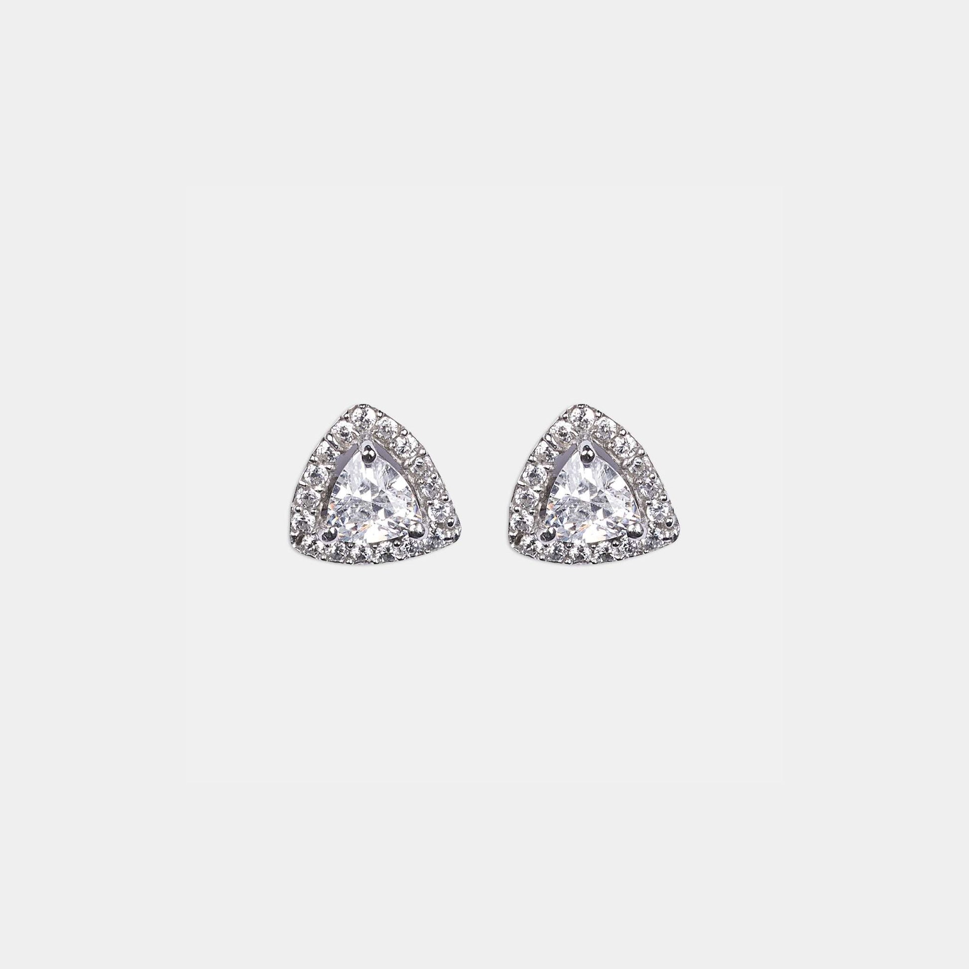Elevate your style with our exquisite collection of triangle-shaped sterling silver earrings, designed to dazzle on every occasion.