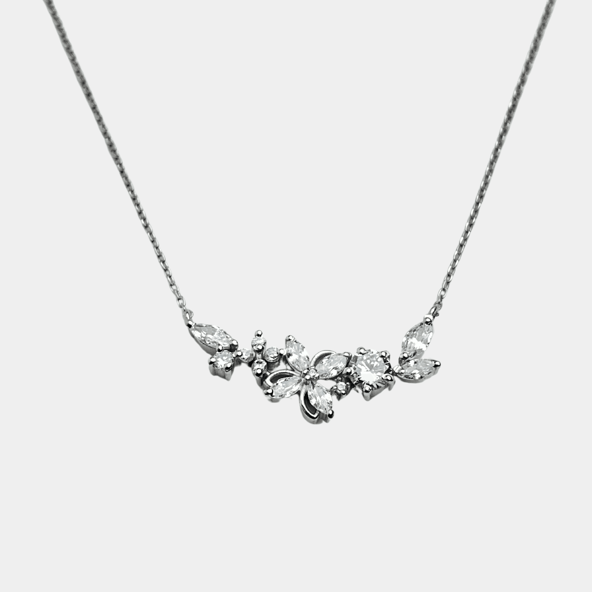 A stunning sterling silver necklace adorned with sparkling