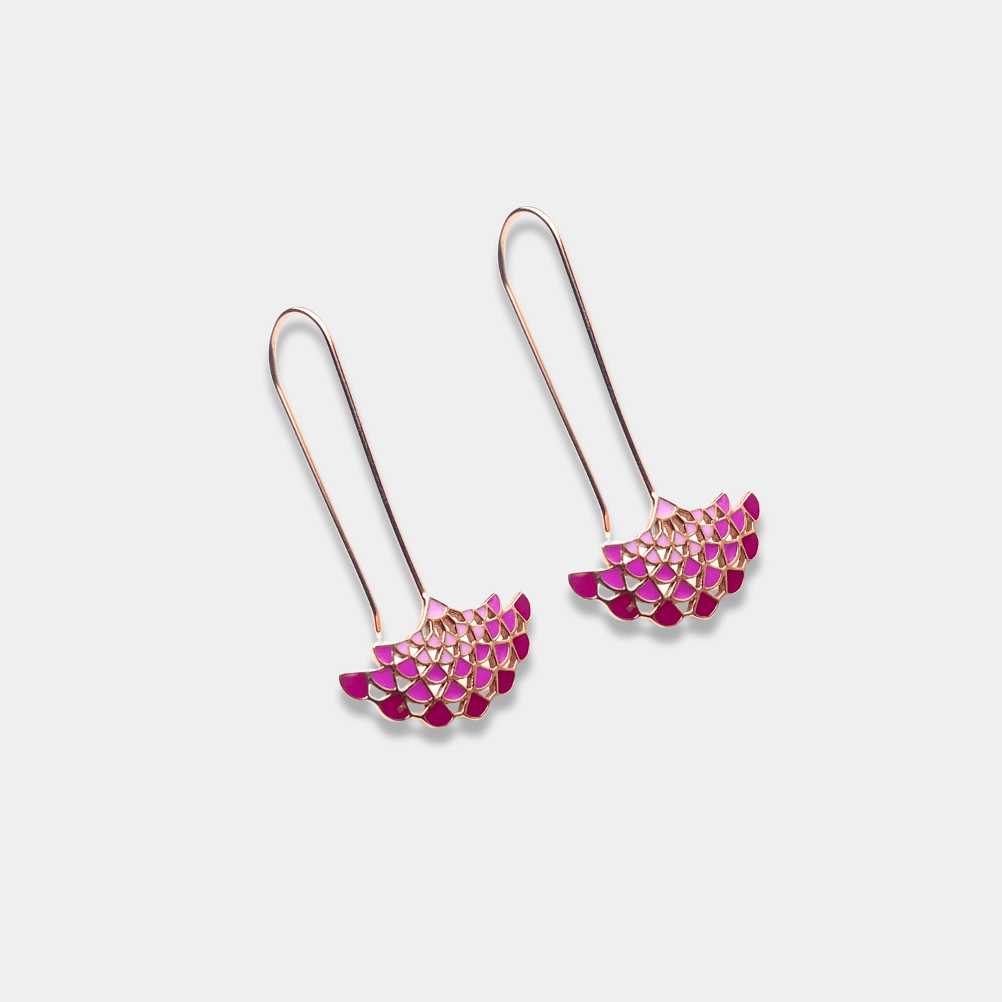 Sterling silver earrings featuring a beautiful flower design in pink and gold, a stylish accessory for any occasion.